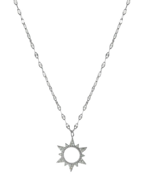 Cubic Zirconia Sun Pendant Necklace in Sterling Silver, 16" + 2" extender, Created for Macy's