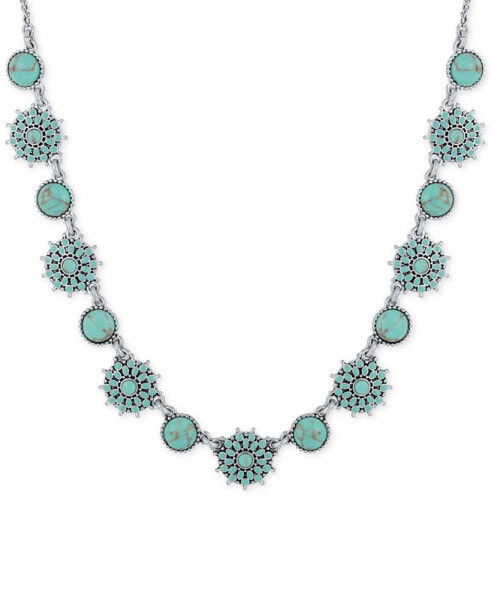 Lucky Brand silver-Tone Blue Stone Collar Necklace