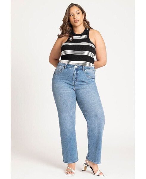 Plus Size Stripe Sweater Tank With Pointelle