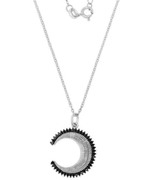 Macy's black Spinel Crescent Moon Pendant Necklace (1/3 ct. t.w.) in Sterling Silver, 16" + 2" extender (Also in Lab-Grown Blue Spinel)