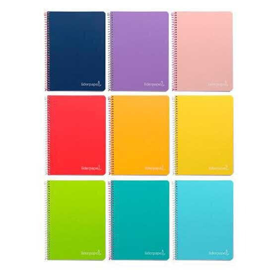 LIDERPAPEL Witty quarter spiral notebook hardcover 80h 75gr horizontally ruled 8 mm with margin
