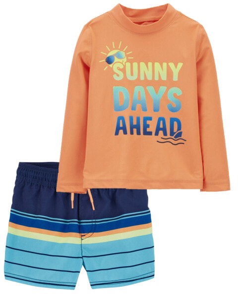 Toddler Sun Rays Rashguard & Swim Trunks Set 3T