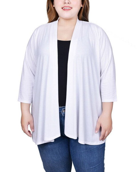 Plus Size Draped Open-Front Cardigan Sweater