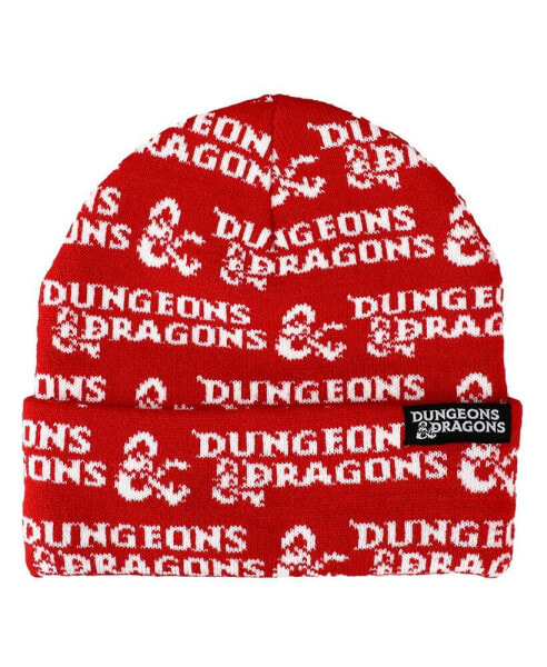 Шапка мужская с вышивкой логотипа Dungeons&Dragons Красная