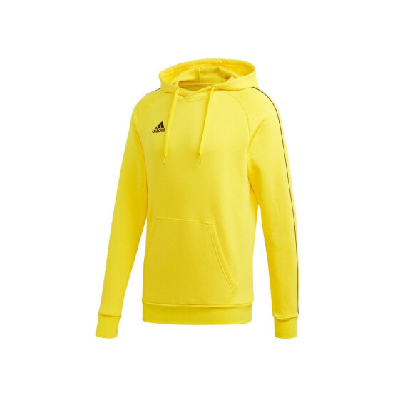 Мужское худи с капюшоном спортивное желтое с логотипом Adidas Core 18 Hoody