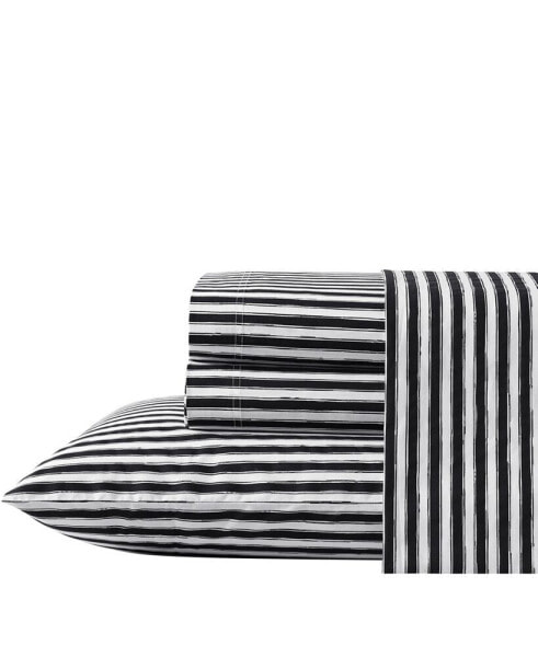Постельное белье Betsey Johnson Набор простыней из хлопка с узором Sketchy Stripe, 3 штуки, размер Твин