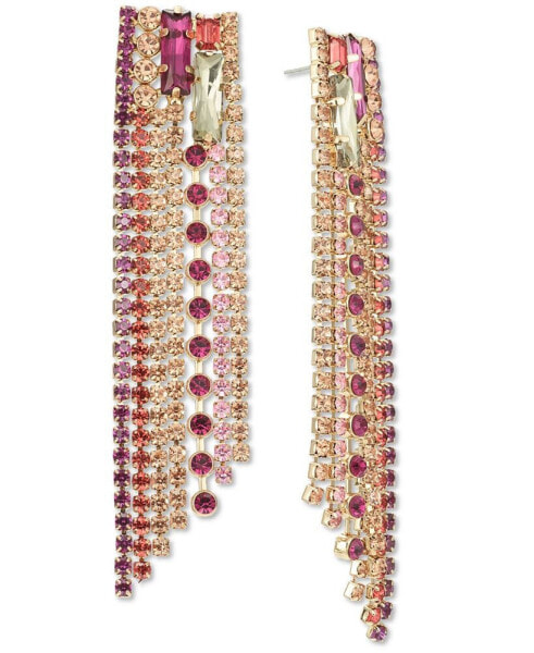 Gold-Tone Mixed Color Crystal Fringe Statement Earrings, Created for Macy's