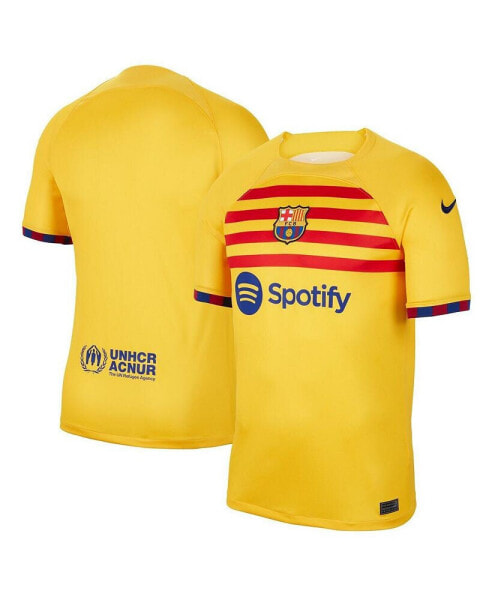 Желтая детская футболка для мальчиков Nike Barcelona 2022/23 Replica_DENIED Stadium Breathe