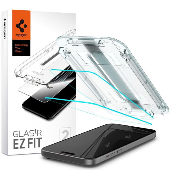 Закаленное защитное стекло Spigen Glas.tR EZ Fit для iPhone 15 Plus, комплект 2 шт.