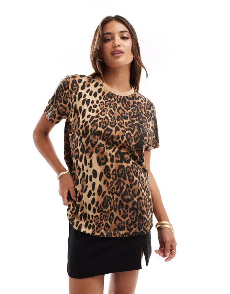 ASOS DESIGN ultimate t-shirt with crew neck in leopard print