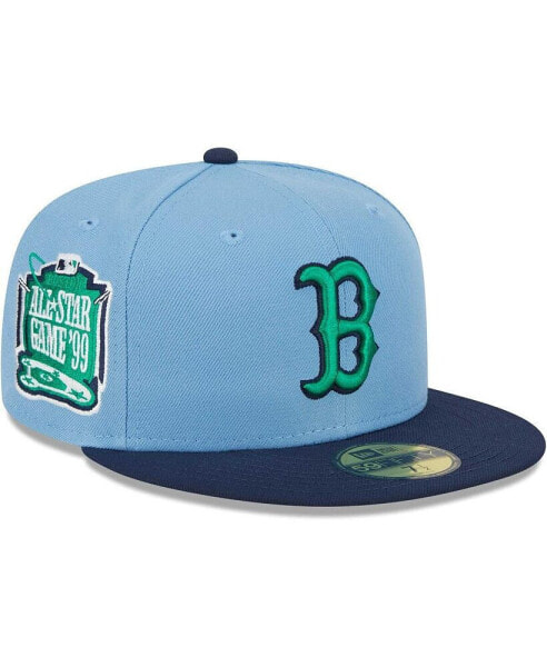 Men's Light Blue, Navy Boston Red Sox Green Undervisor 59FIFTY Fitted Hat