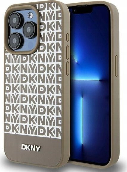 DKNY DKNY DKHMP15XPSOSPW iPhone 15 Pro Max 6.7" brązowy/brown hardcase Leather Printed Pattern Metal Logo MagSafe