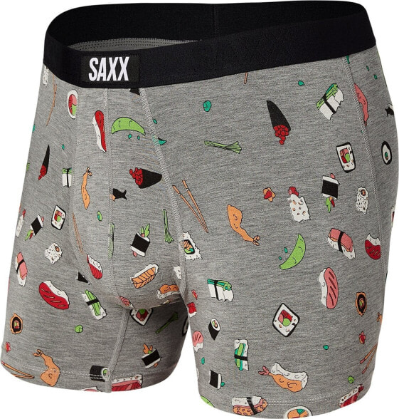 SAXX Bokserki męskie SAXX VIBE BOXER BRIEF GREY SUSHI DOOBIE DOO M