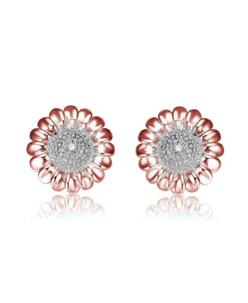 Sterling Silver Clear Round Cubic Zirconia Stud Earrings