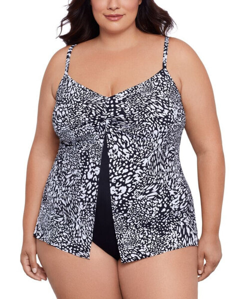 Plus Size Printed Flyaway Fauxkini One Piece, Created for Macy's