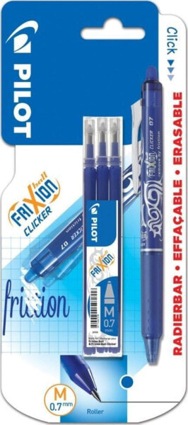 Ручка шариковая PILOT FriXion Clicker синяя 0.7 + запасные стержни