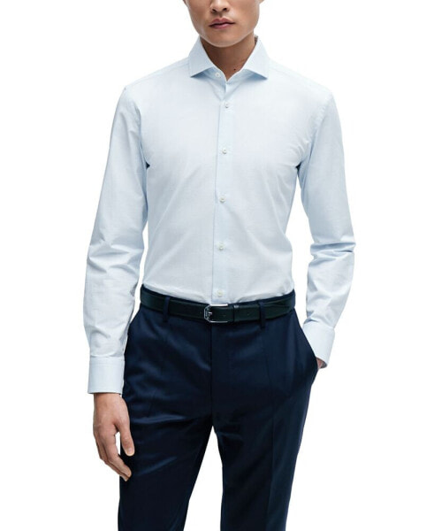 Men's Easy-Iron Structured Stretch Cotton Slim-Fit Dress Shirt