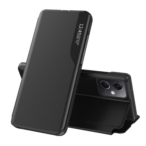 Чехол для смартфона с крышкой и подставкой для Xiaomi Redmi Note 12 5G / Poco X5 5G Hurtel Eco Leather черный