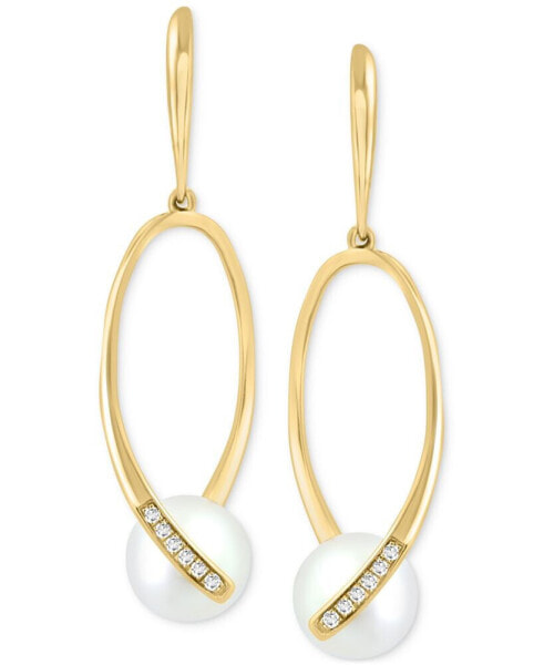 EFFY® Freshwater Pearl (7-1/2mm) & Diamond (1/20 ct. t.w.) Drop Earrings in 14k Gold