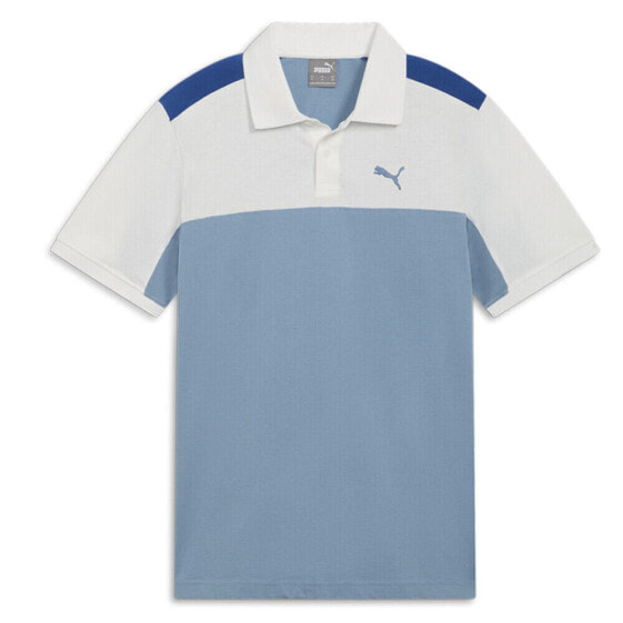 Puma Essential Block Logo Short Sleeve Polo Mens Blue Casual 67910820
