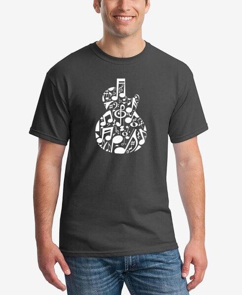 Men's Music Notes Guitar Printed Word Art T-shirt