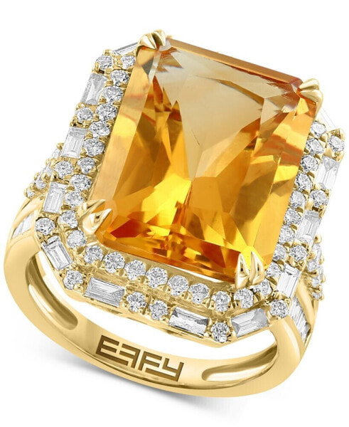 EFFY® Limited Edition Citrine (11-1/2 ct. t.w.) & Diamond (1-1/3 ct. t.w.) Halo Ring in 14k Gold