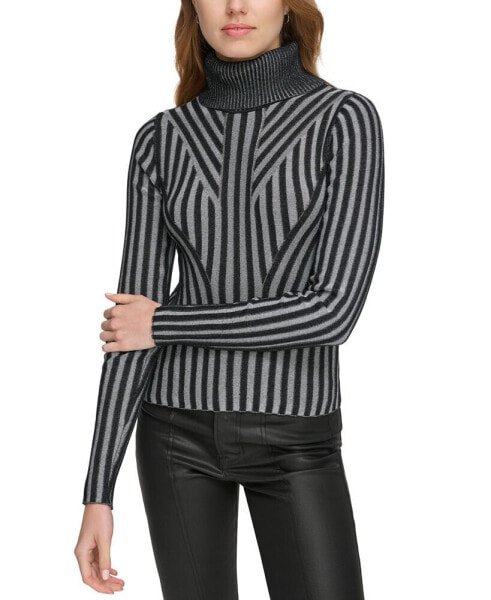 Women's Printed Turtleneck Long-Sleeve Sweater