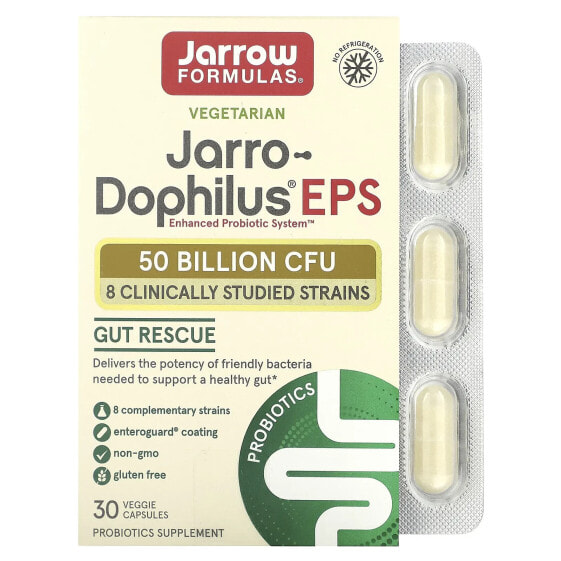 Веганские капсулы для пищеварительной системы Jarrow Formulas Jarro-Dophilus EPS, 50 млрд КОЕ, 30 шт