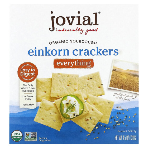 Organic Sourdough Einkorn Crackers, Everything, 4.5 oz (128 g)