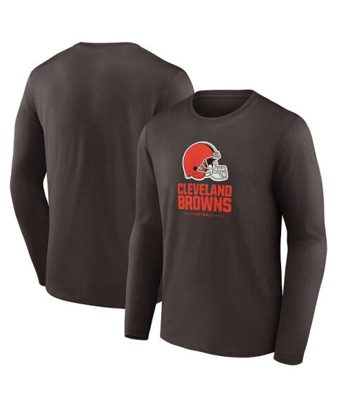 Men's Brown Cleveland Browns Team Lockup Long Sleeve Shirt