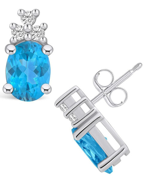 Topaz (3-1/5 ct. t.w.) and Diamond (1/5 ct. t.w.) Stud Earrings in 14K White Gold