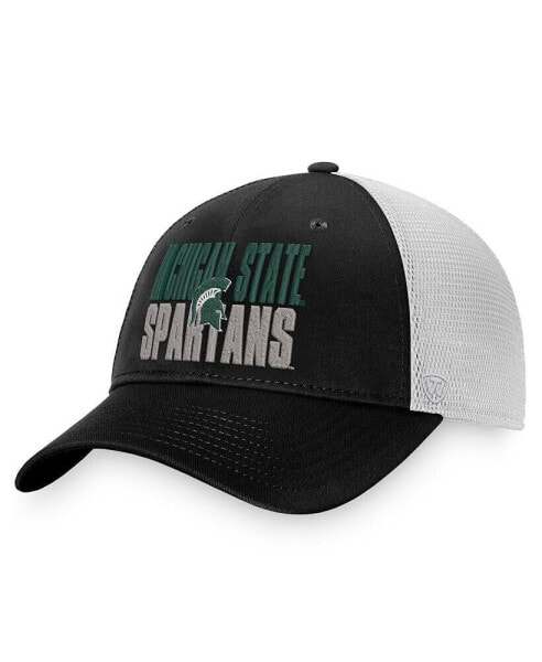 Men's Black, White Michigan State Spartans Stockpile Trucker Snapback Hat