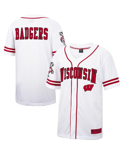 Men's White, Red Wisconsin Badgers Free Spirited Baseball Jersey