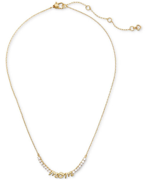 Gold-Tone Love You, Mom Crystal Necklace, 16" + 3" extender