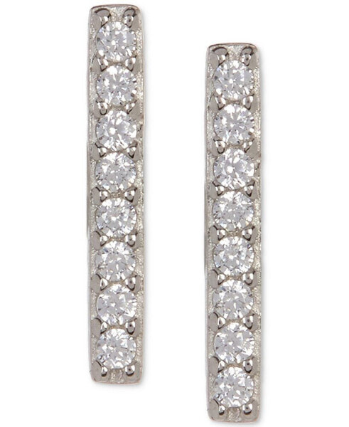 Silver-Tone Crystal Bar Stud Earrings