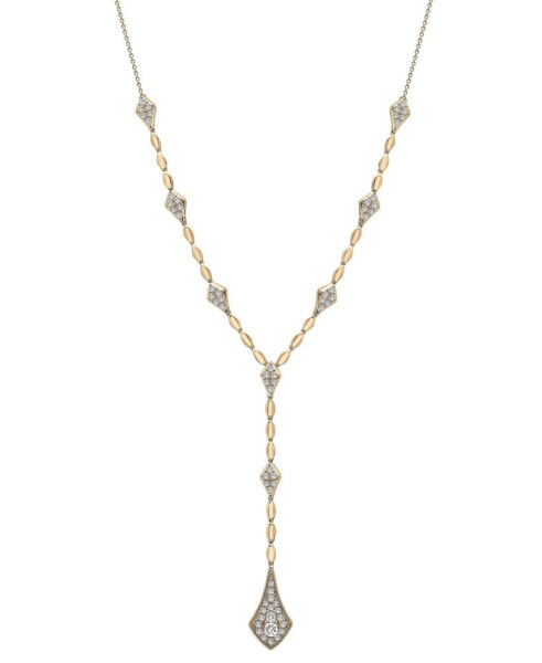 Diamond Multi Cluster Lariat Necklace (1 ct. t.w.) in 14k Gold or 14k white Gold, 15" + 2" extender, Created for Macy's