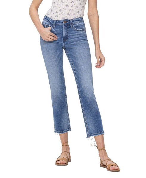 Women's Mid Rise Cropped Step Hem Straight Jeans