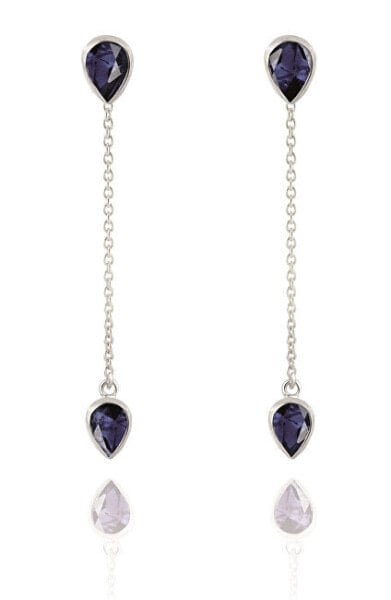 Charming long silver earrings with sapphires SAFAGUP2719