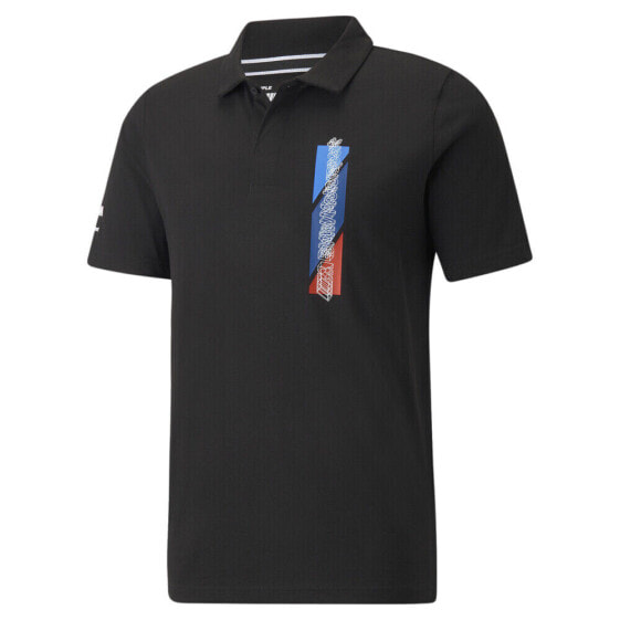 Puma Bmw Mms Graphic Short Sleeve Polo Shirt Mens Black Casual 53119201