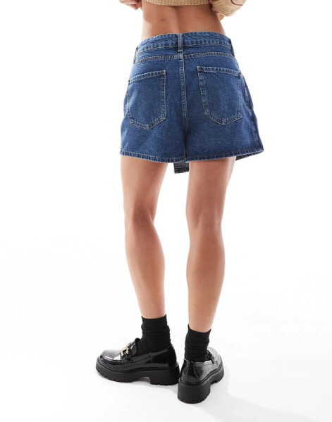 Threadbare denim skort in mid wash blue