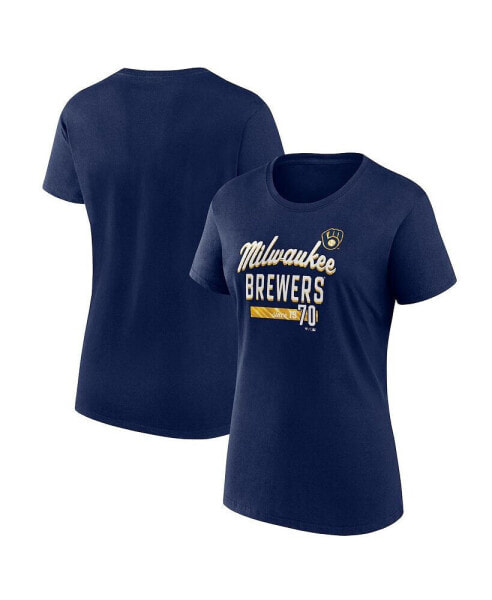 Women's Navy Milwaukee Brewers Logo T-shirt