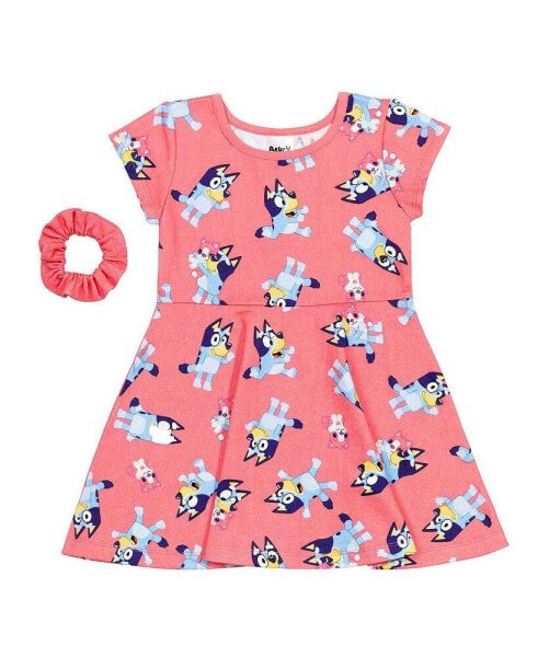 Little Girls Bingo Skater Dress and Scrunchie to