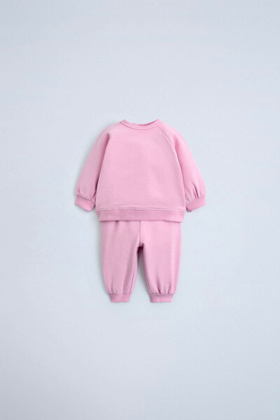 Plain plush sweatshirt and trousers co-ord