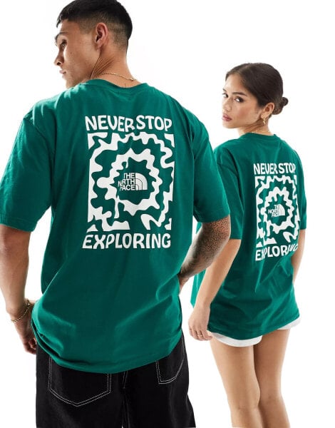 The North Face Voyage backprint oversized t-shirt in dark green