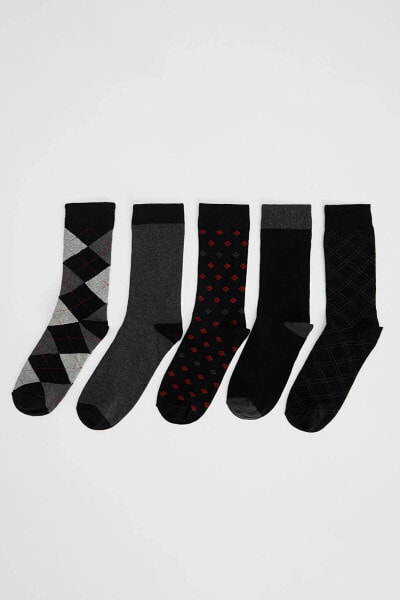 Desenli 5'li Soket Çorap