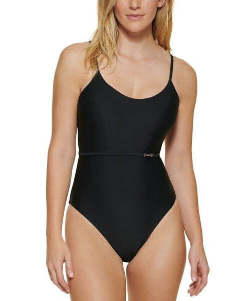 Calvin Klein Women's Over The Shoulder One Piece Swimsuit Black Size 12