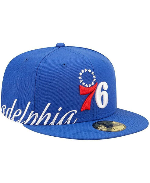 Men's Royal Philadelphia 76ers Side Split 59FIFTY Fitted Hat