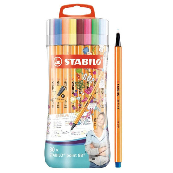 Ручки маркеры STABILO Point 88 Мультицвет (30 штук)