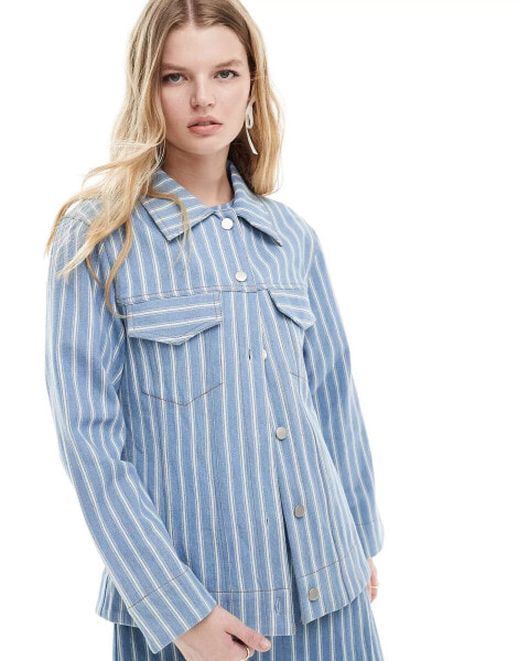 Ghospell relaxed jacket co-ord in blue stripe