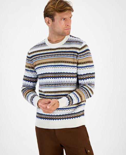 Men's Stripe Merino Crewneck Sweater, Created for Macy's